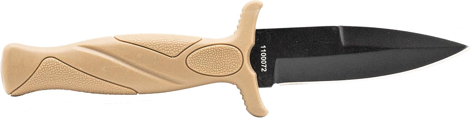 Smith & Wesson FDE 6.25in High Carbon S.S. Boot Knife with 2.75in Single Edge Blade and Rubberized Handle for Outdoor Survival, Camping and EDC,Tan