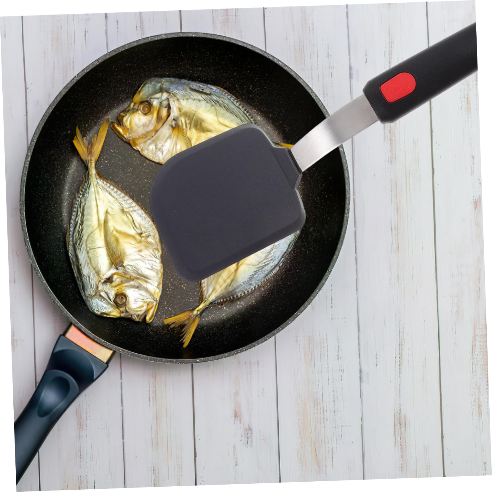 Kisangel 3pezzi Spatola in Silicone per Cucina Spatola Antiaderente per Friggere Portatile per Wok e Pentole Grandi Resistente al Calore e Riutilizzabile