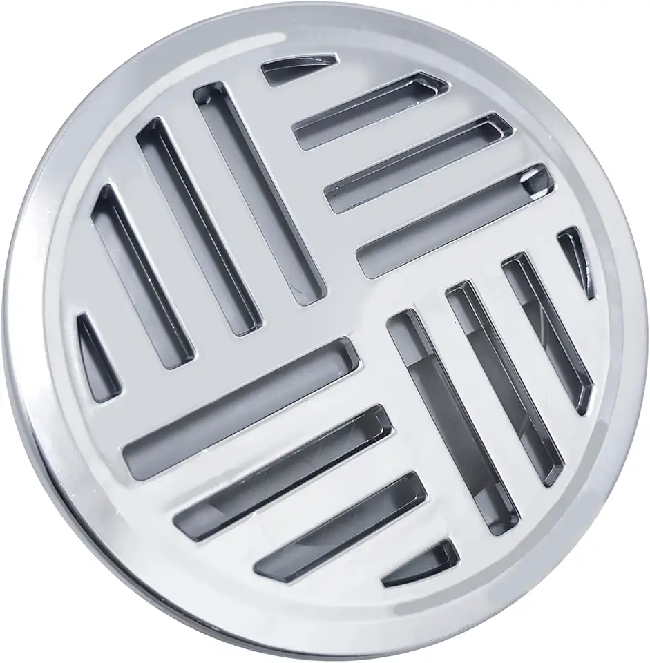 Ralo Anti Inseto 10x10 cm Redondo com Fechamento Automático ABS Cromado para Banheiro e Lavatório