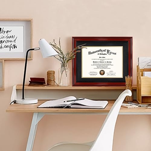 Miniatura 7 de GMFrames Marco de grado de diploma de 8.5 x 11 pulgadas con paspartú o exhibidor de certificados de 11 x 14 pulgadas sin paspartú, madera maciza,