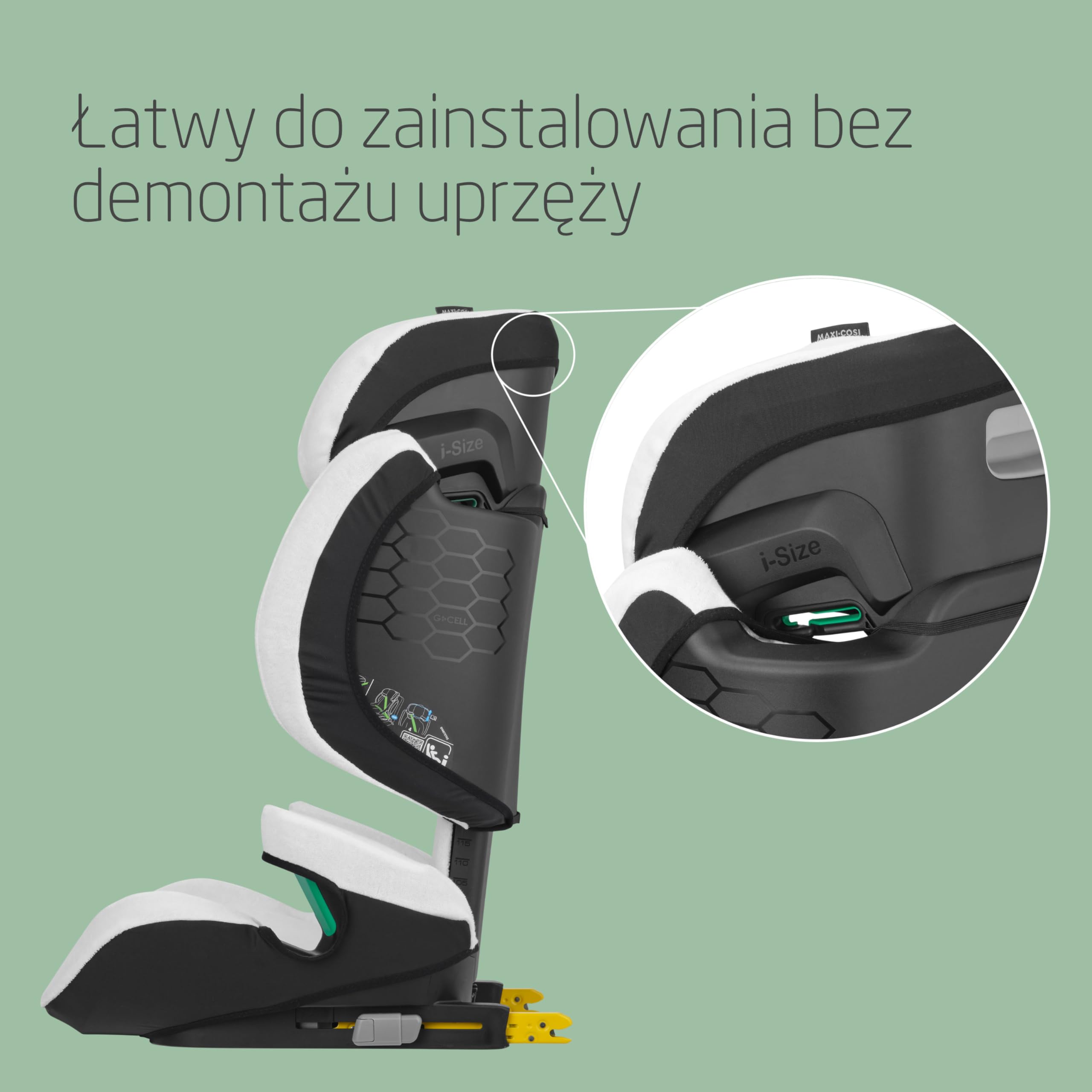 Maxi Cosi Pokrowiec na Fotelik Samochodowy z Bawełny Organicznej do RodiFix M i-Size/RodiFix R i-Size, Pokrowiec na Fotelik Samochodowy, Oddychające i Chłonące Wilgoć, Natural White