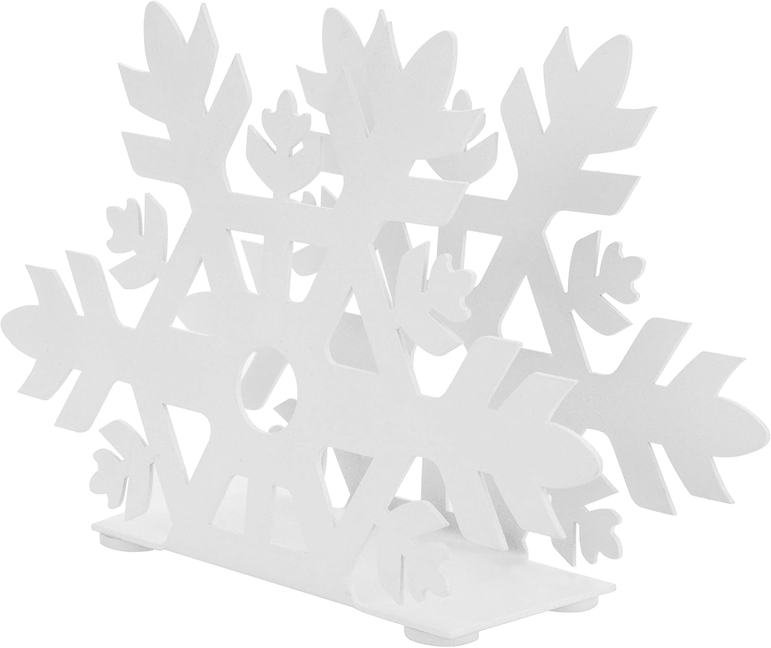 MyGift Christmas Napkin Holder - White Snowflake Metal Holiday Napkin Holder for Table, Farmhouse Tabletop Napkin Dispenser for Winter Christmas Gatherings