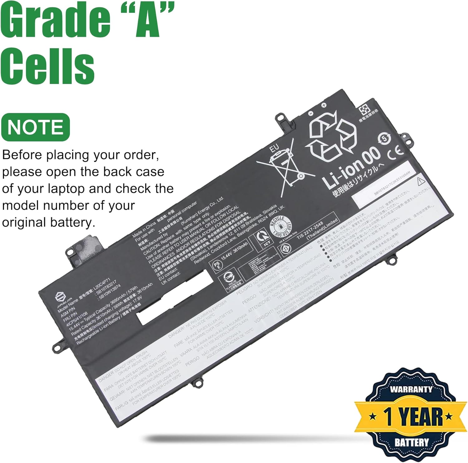 Lenovo L20D4P71 Originale Batteria 57Wh Per ThinkPad X1 Carbon G10 (21CC