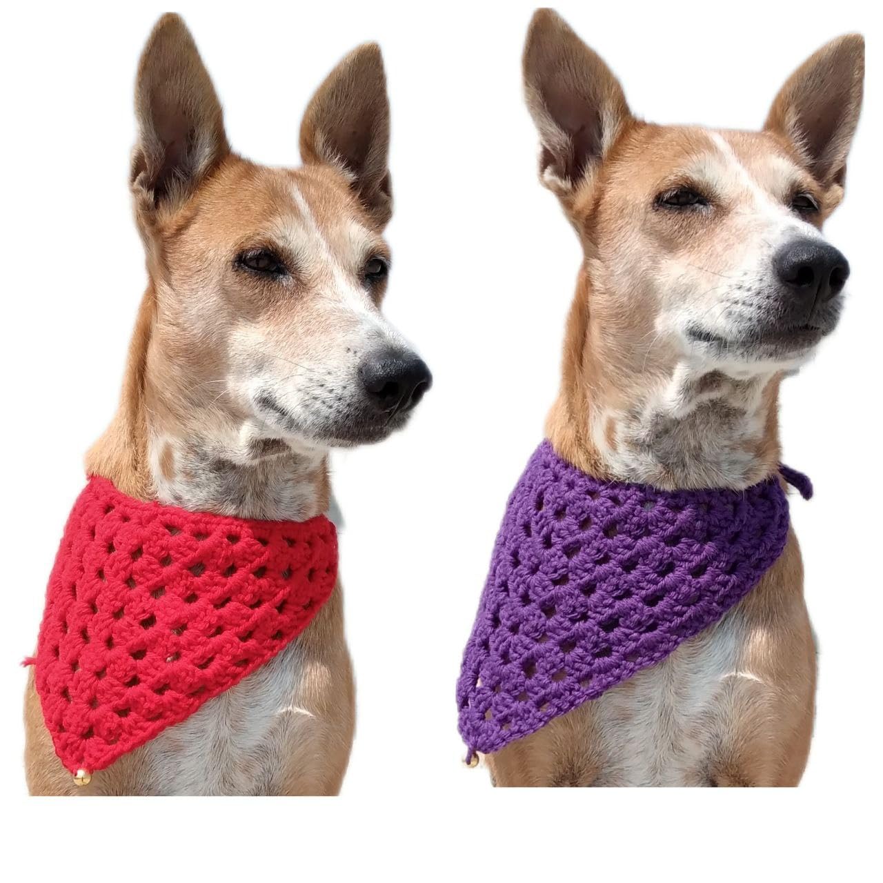 Skaista Handmade Crocheted Pet Dog Bandana (Red Purple) (B0CLSHHJTY) Amazon Price History, Amazon Price Tracker