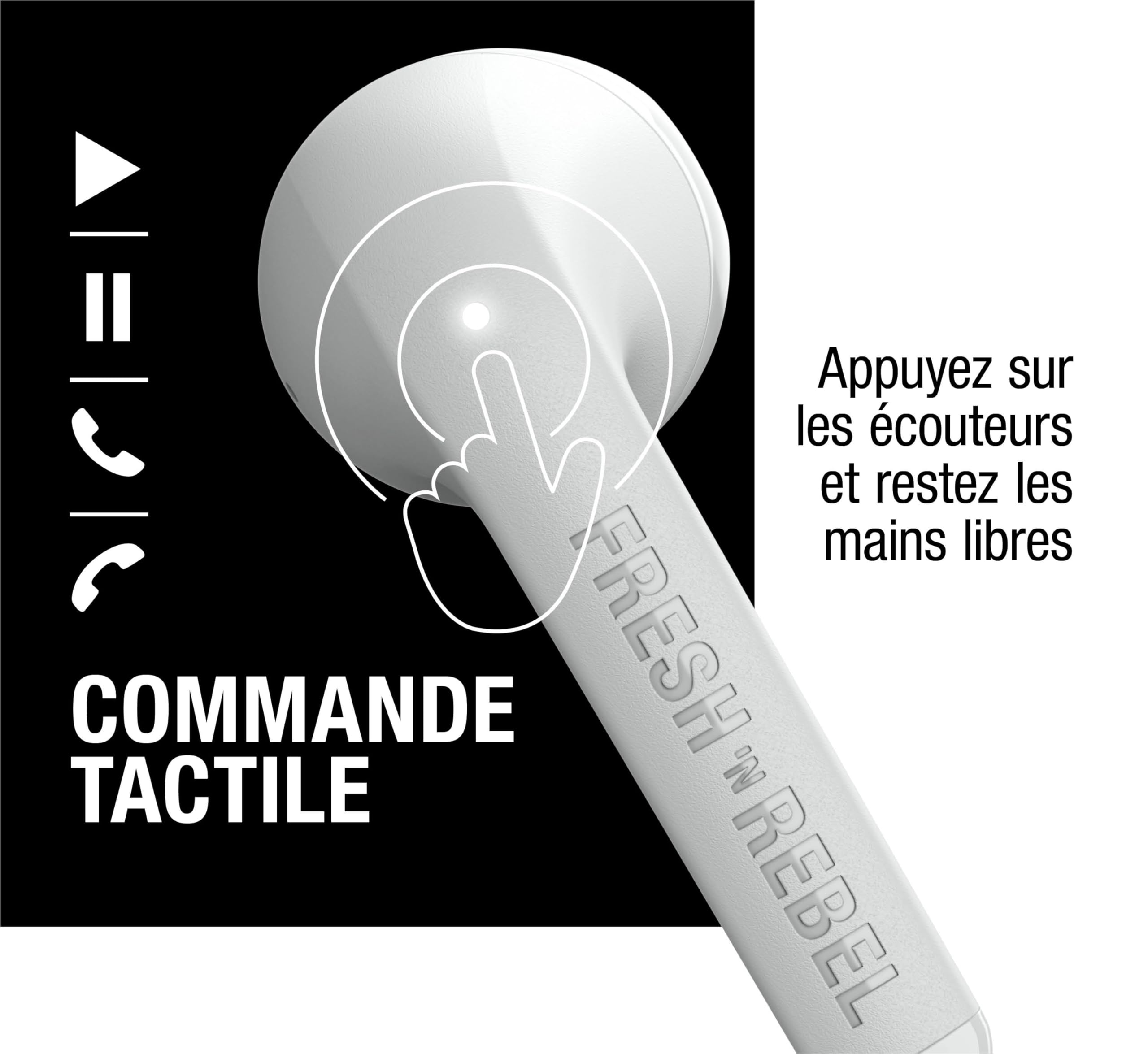 Fresh 'n Rebel Twins Core Écouteurs Intra-Auriculaires Bluetooth sans Fil avec Assistant Vocal, contrôle Tactile et Microphone intégré, 30 Heures D'Autonomie (Ice Grey)