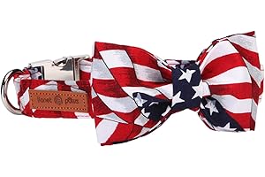 Lionet Paws Patriotic Dog Collar with Bowtie, 4th of July
