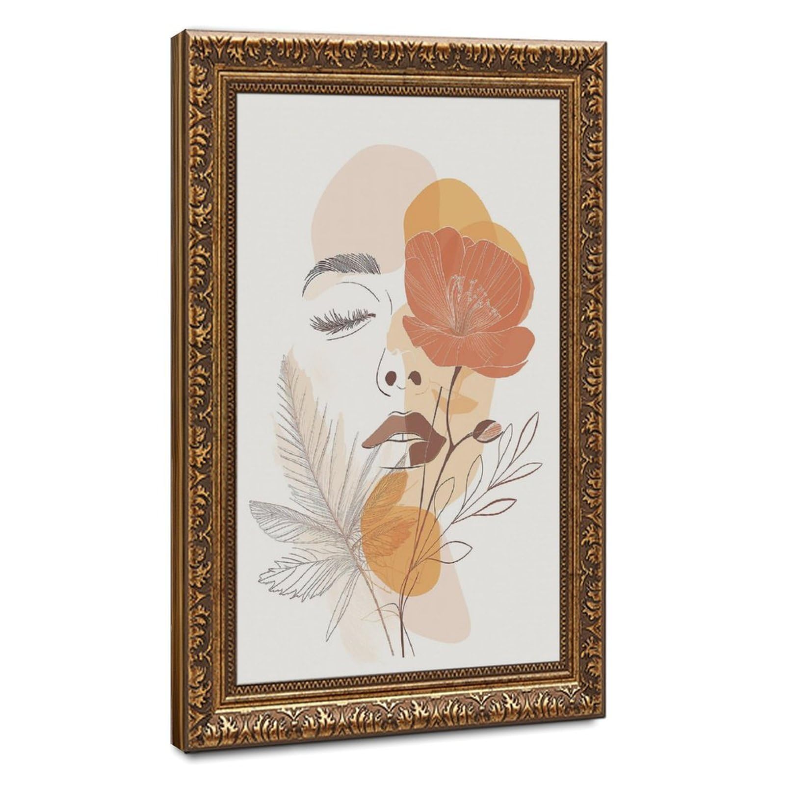 Bareronor Abstract Woman Face Line Canvas Poster Bedroom Decor Landscape Office Room Decor Gift 12" L X 18" W
