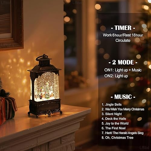 Miniatura 63 de Globo de nieve de Navidad, bailarina, cascanueces, linterna de globo de nieve con música brillante árbol de Navidad iluminado y mesa de regalo