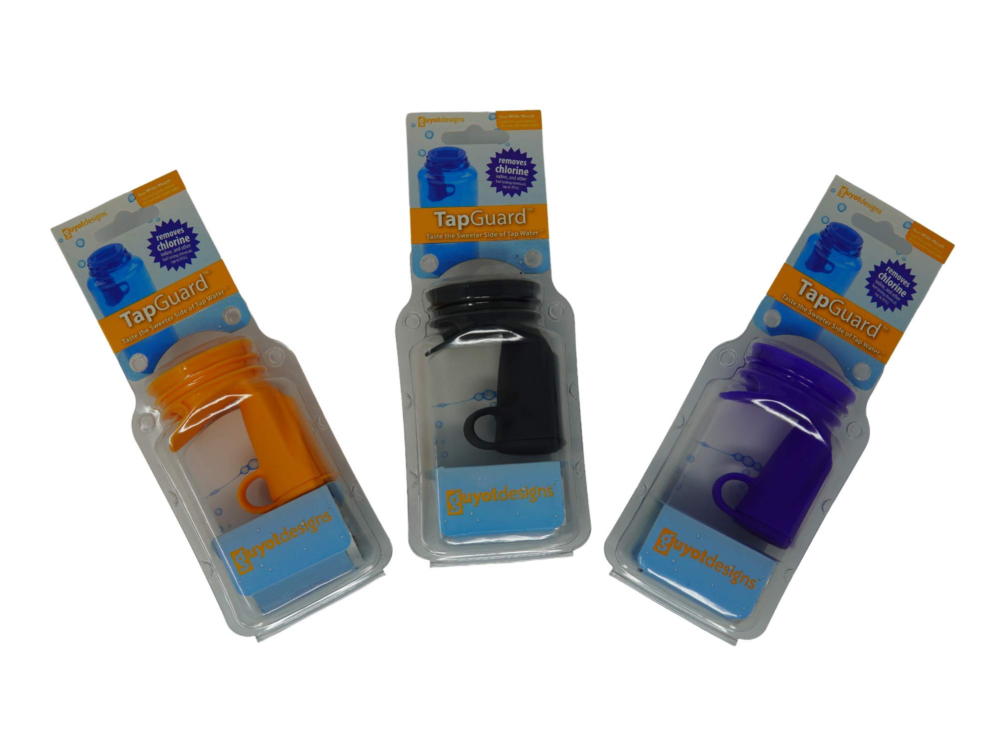 Guyot Designs Tap Guard - Water Bottle Filtration System - Silicone Insert w/ 2 Filtration Cartridges (Tangerine)