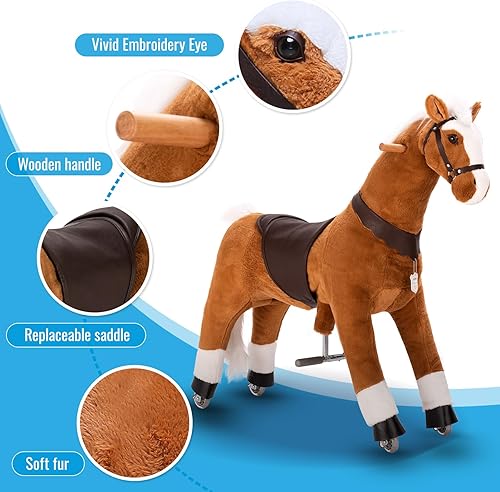 Vista 6 de UFREE Horse Best Birthday Gift for Girls. Ride on Walking Horse Toy, Height 36 inch for Children 4 to 9 Years Old, Amazing Birthday Surprise.(White