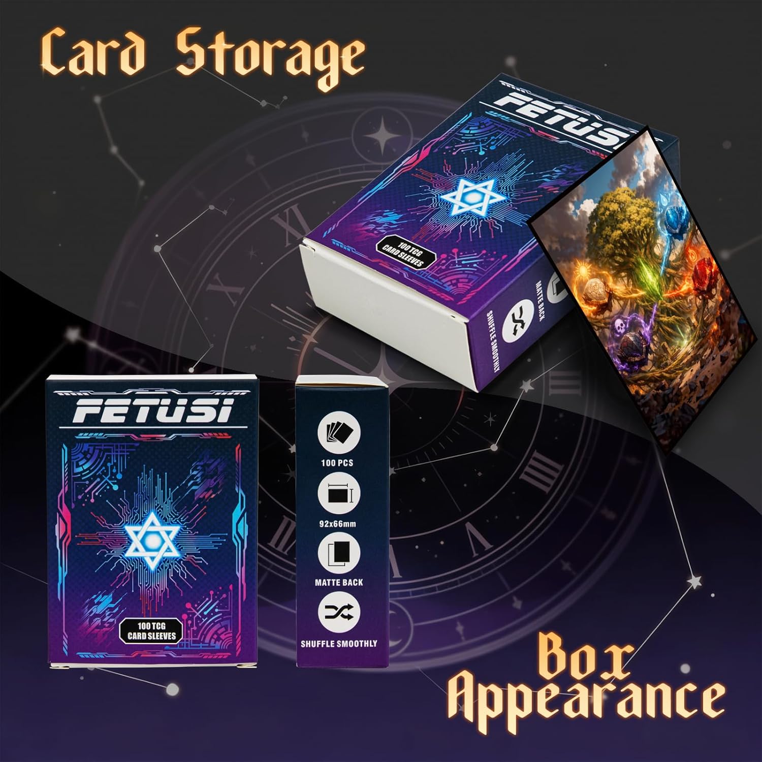 MTG Card Sleeves 100CT (Ninja Relics & World Tree),Anti-Glare Protection for Magic The Gathering Cards,Matte Art Card Sleeves, Matte Back & Clear Front, 66x92mm