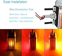 Vista 3 de 2 luces de guardabarros con pedestal de doble cara ámbar/roja con montaje de perno, 52 luces LED cuadradas para semirremolques, Peterbilt Kenworth