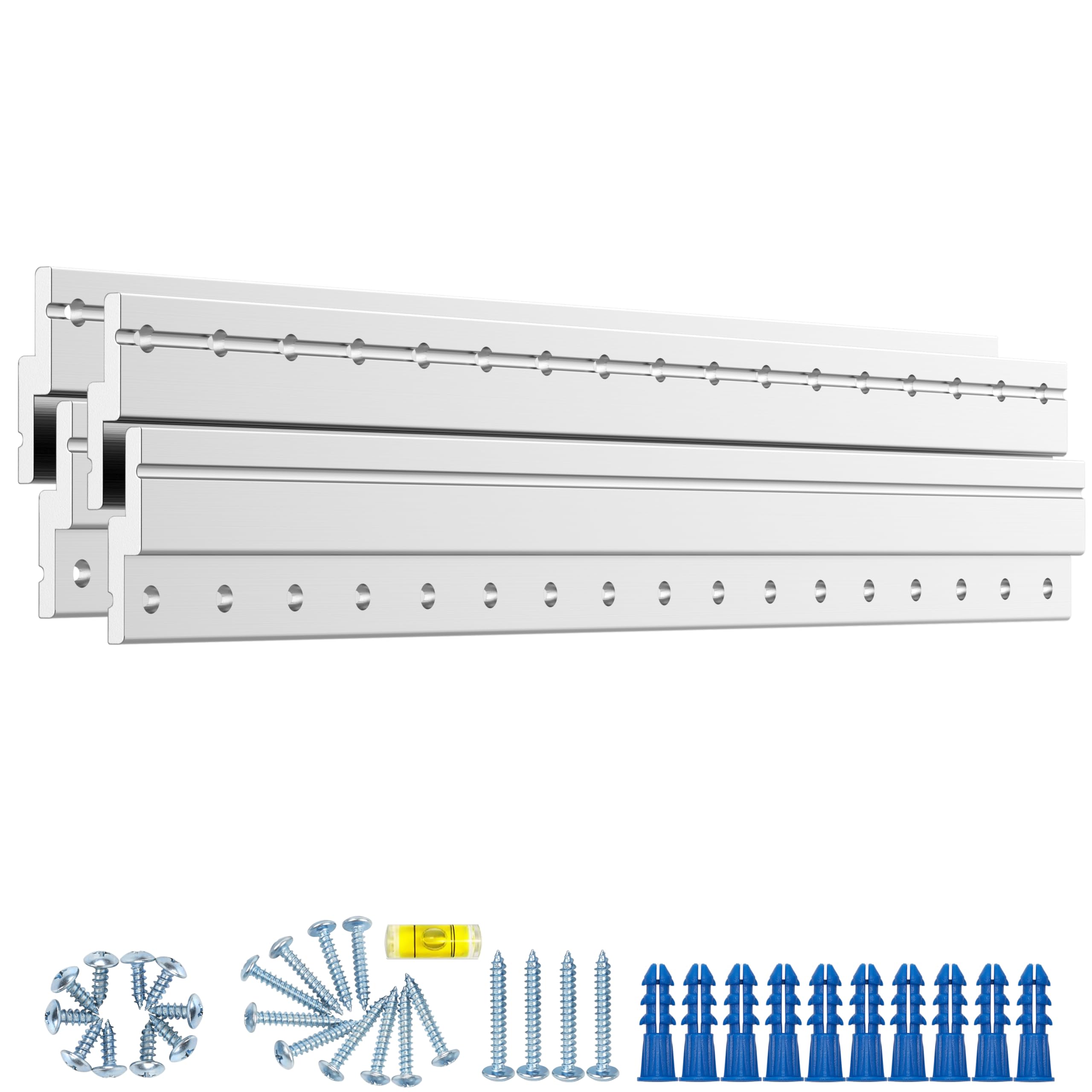 Lot de 2 paires de crochets à taquet français robustes de 43,2 cm, clips en forme de Z en aluminium, supports de montage mural emboîtables pour accrocher un miroir, un panneau, un tableau blanc, une