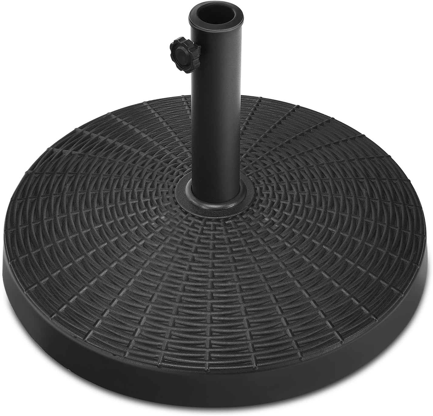 HAPPYGRILL 49 lbs Patio Umbrella Base, 20.5” Round Market Umbrella Stand for 1.5”-1.9” Umbrella Poles, Heavy Duty Resin Base, Outdoor Wicker Style Umbrella Holder for Garden, Backyard, Poolside, Beach