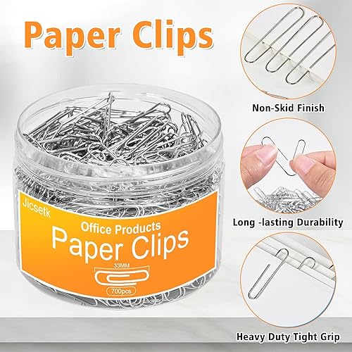 Miniatura 3 de Clips de papel medianos, clip de papel de tamaño mediano, 700 clips de suministros de oficina para papeleo, ideal para el hogar, la escuela y los