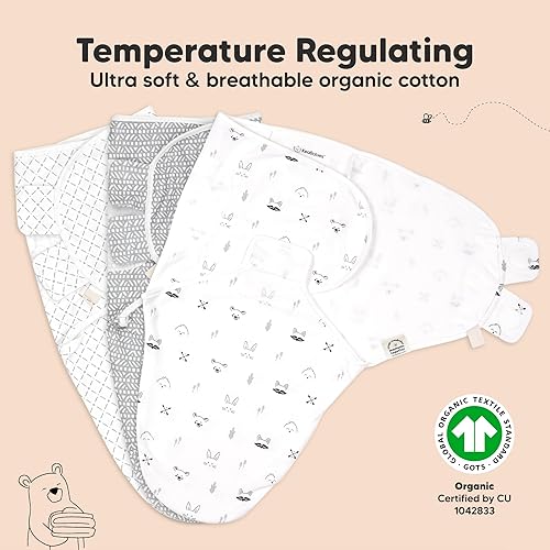 Vista 234 de Paquete de 3 mantas orgánicas para dormir para bebé, para recién nacido, envolturas ergonómicas para bebés de 0 a 3 meses, sacos para dormir, Abc