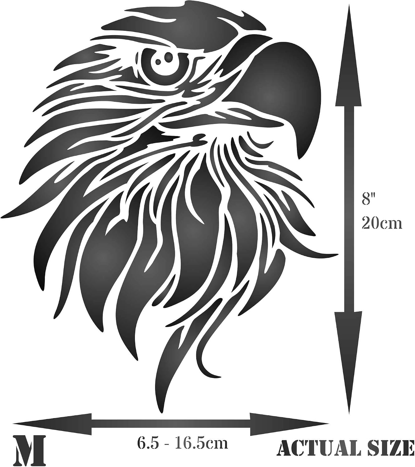 Eagle Head Stencil, 6.5 x 8 inch (M) - Decorative Bird Animal Wildlife Stencils by CRAFT KREATIVELY
