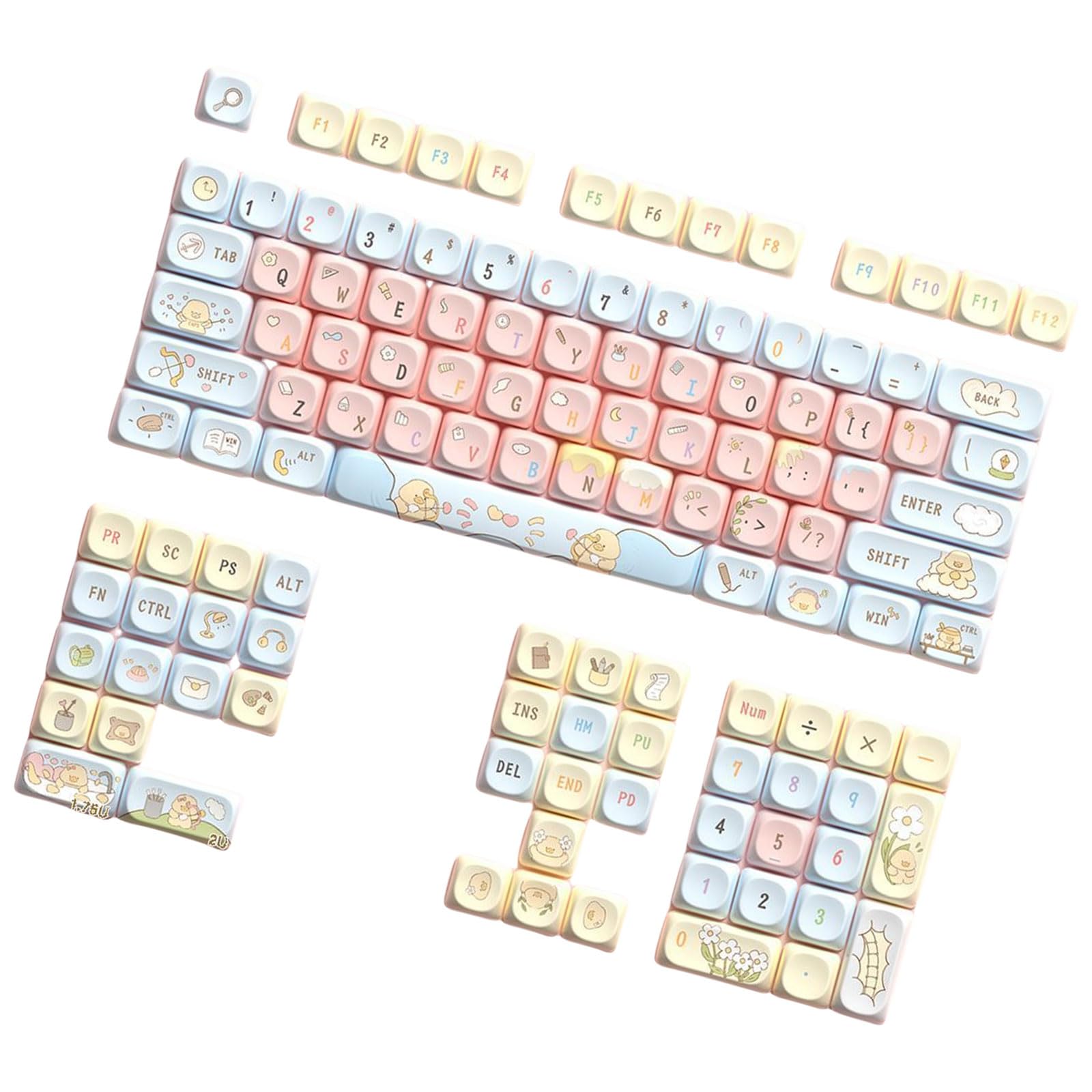 niestandardowe nakładki na klawisze. Animal Keycap 120 klawiszy Zestaw termosublimacyjnych do klawiatur mechanicznych Przełączniki Klawisze zamienne(Pink Blue Yellow Archery)