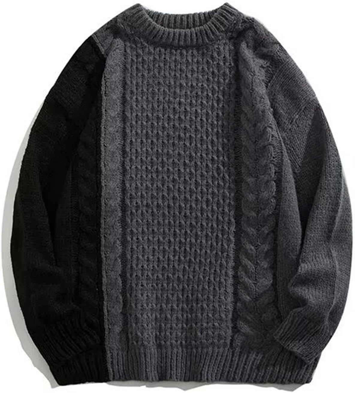 Men's Pullover Sweater Winter Ribbed Knitted Color Block Comfort Stylish Twists Cropped Sweater Long Sleeve Sweaters