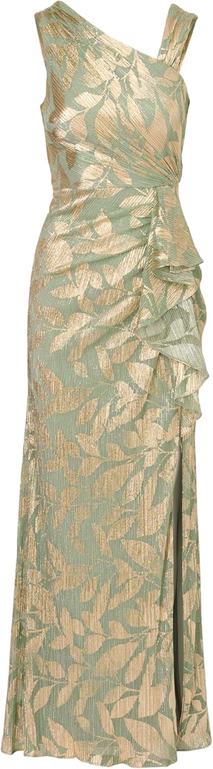 Adrianna Papell Womens Foil Asymmetric Gown