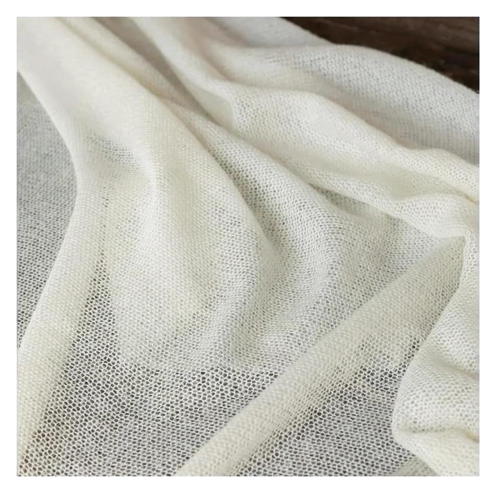 Tela De Malla De Costura De Punto Acrílico De Lana, Color Beige