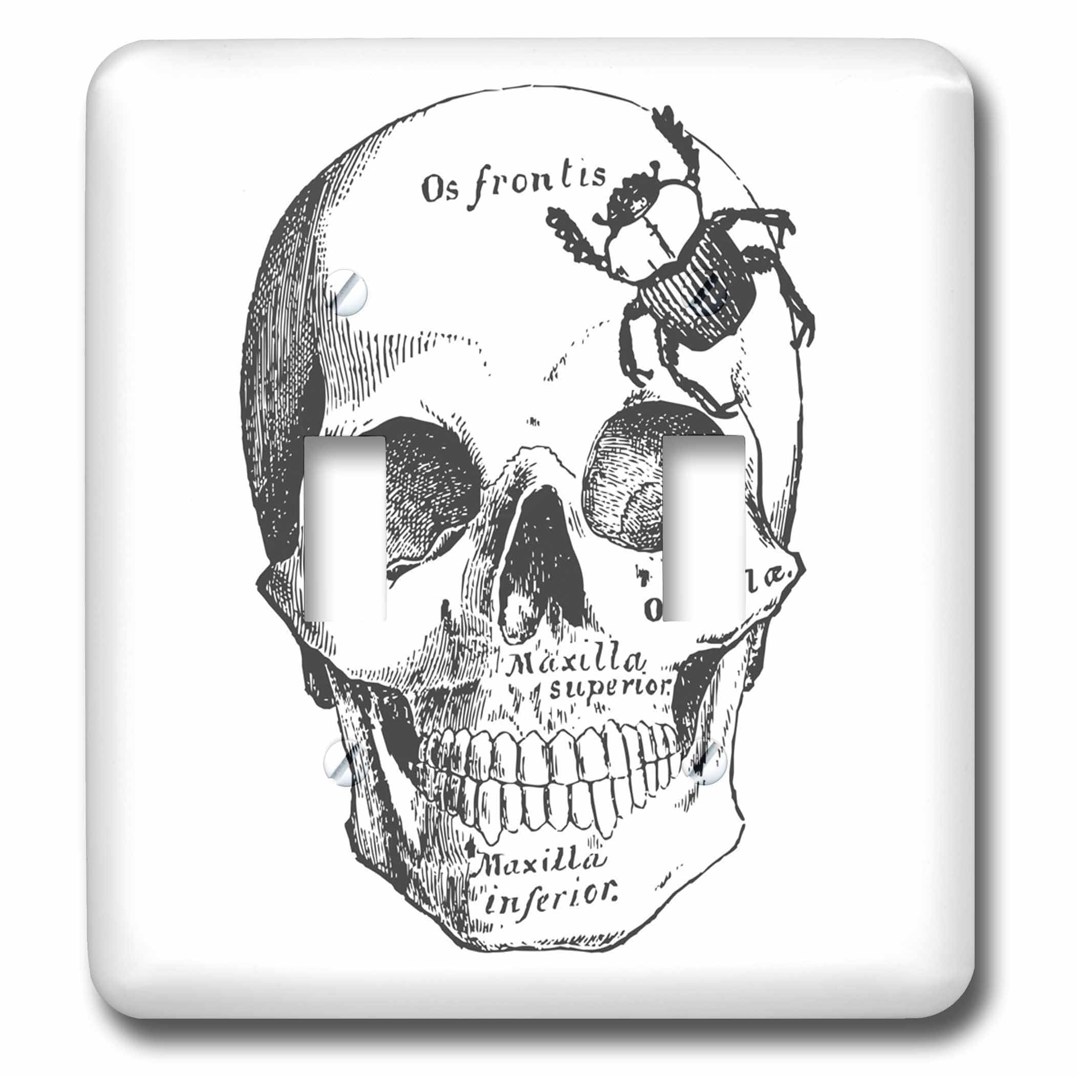 Tête de mort avec pics plaque double interrupteur salon rock
