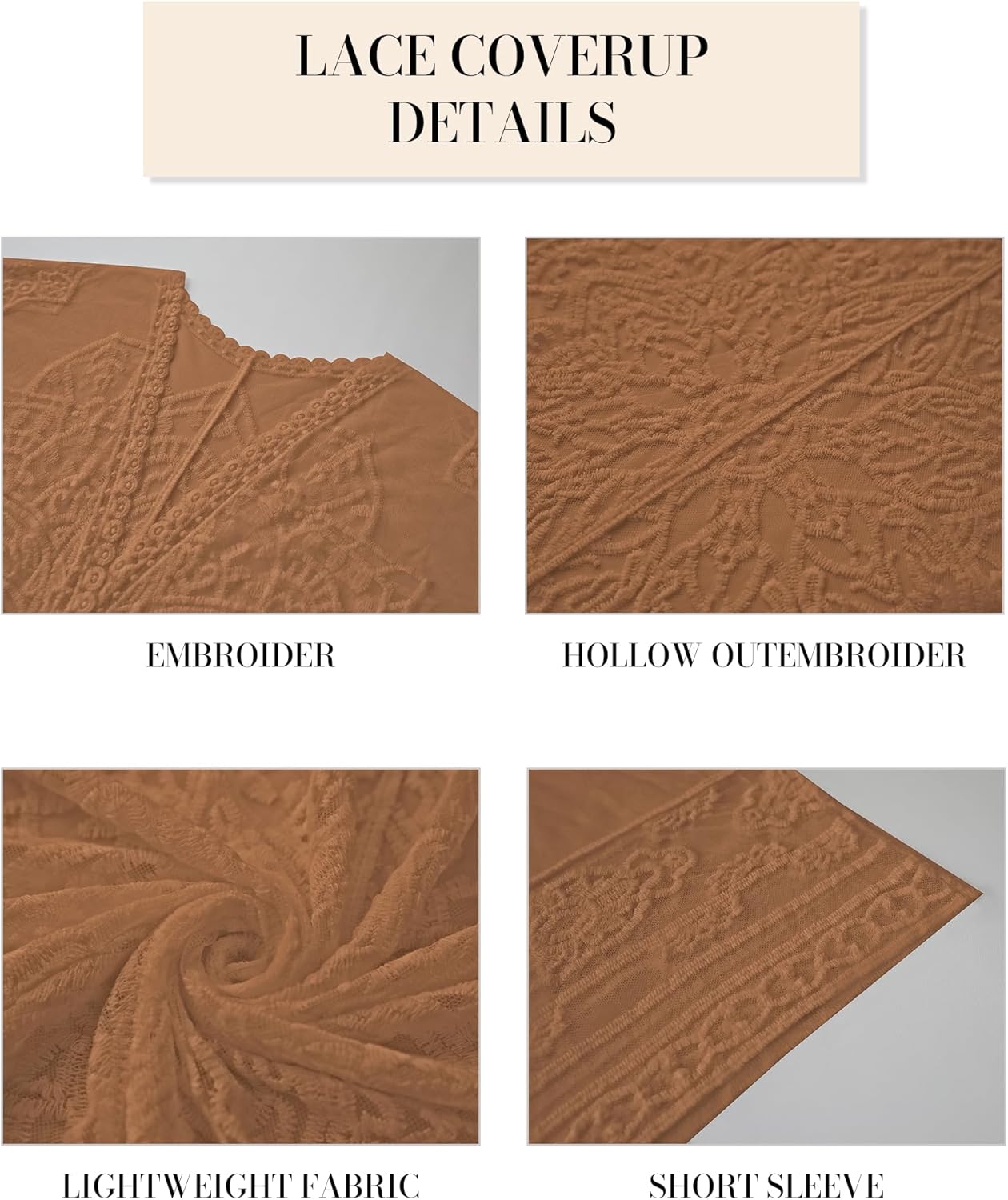 Bsubseach Lace Kimonos for Women 2025 Swim Cover Up Summer Beach Coverup Open Front Sheer Kimono Cardigan - Image 3