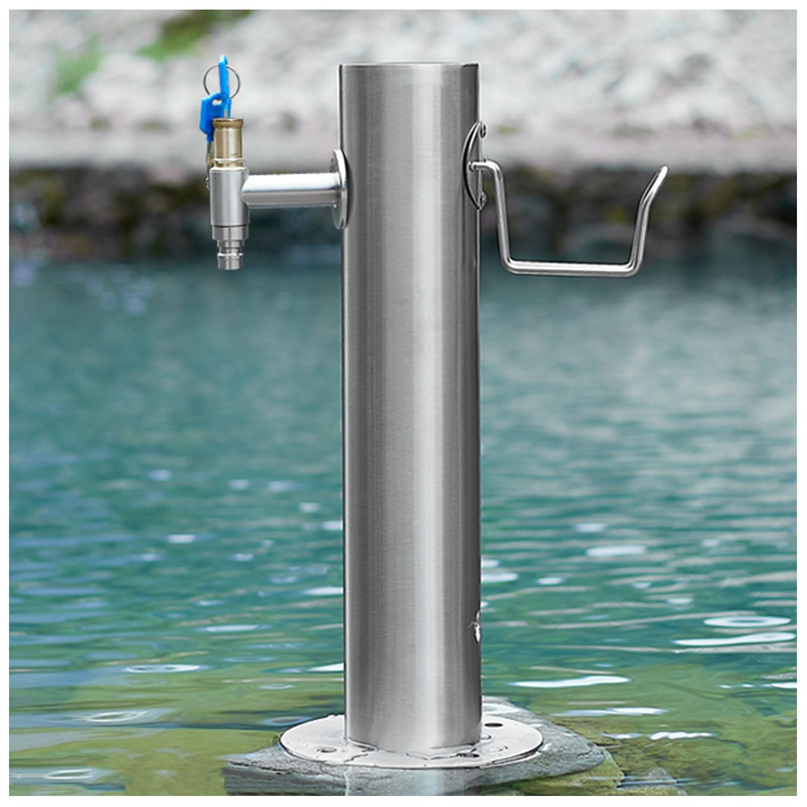 Columna de agua de jardín de acero inoxidable con soporte de hidrante de suelo