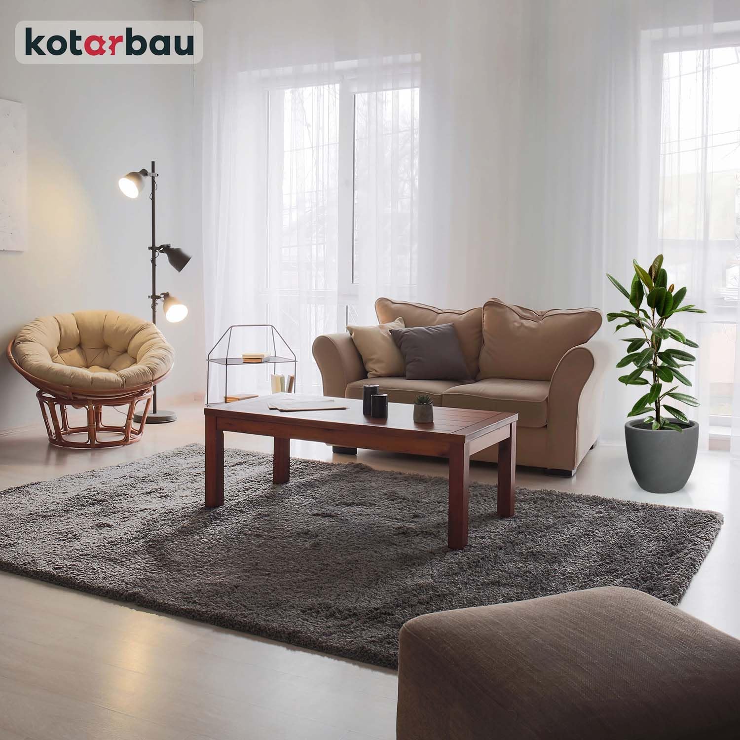 KOTARBAU® Macetero Decorativo Interior, Maceta Ø 36 cm, Fibreclay | Maceta Orquidea, Maceta de Pie, Macetero con Efecto Hormigón, Tiestos para Plantas Interior, 31 cm de Alto, Gris