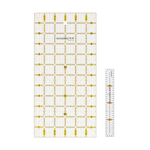 Miniatura 14 de KEARING, Regla de acolchado de 4 x 1/2 pulgadas y 12 x 1/2 pulgadas, regla de costura acrílica antideslizante para cortar tela, juego de mini reglas