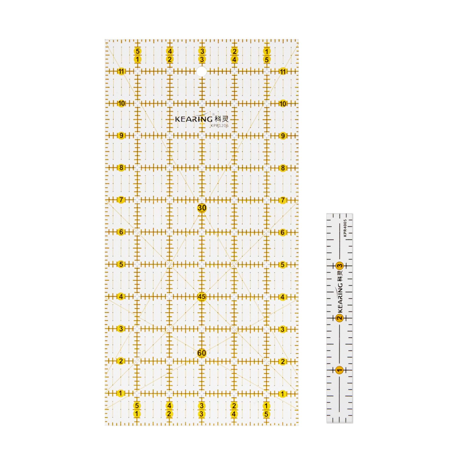 KEARINGKEARING Quilting Ruler, Non-Slip Acrylic Sewing Ruler for Cutting Fabric, Clear Mini Quilting Ruler Set, 1/2" x 4" and 6" x 12"