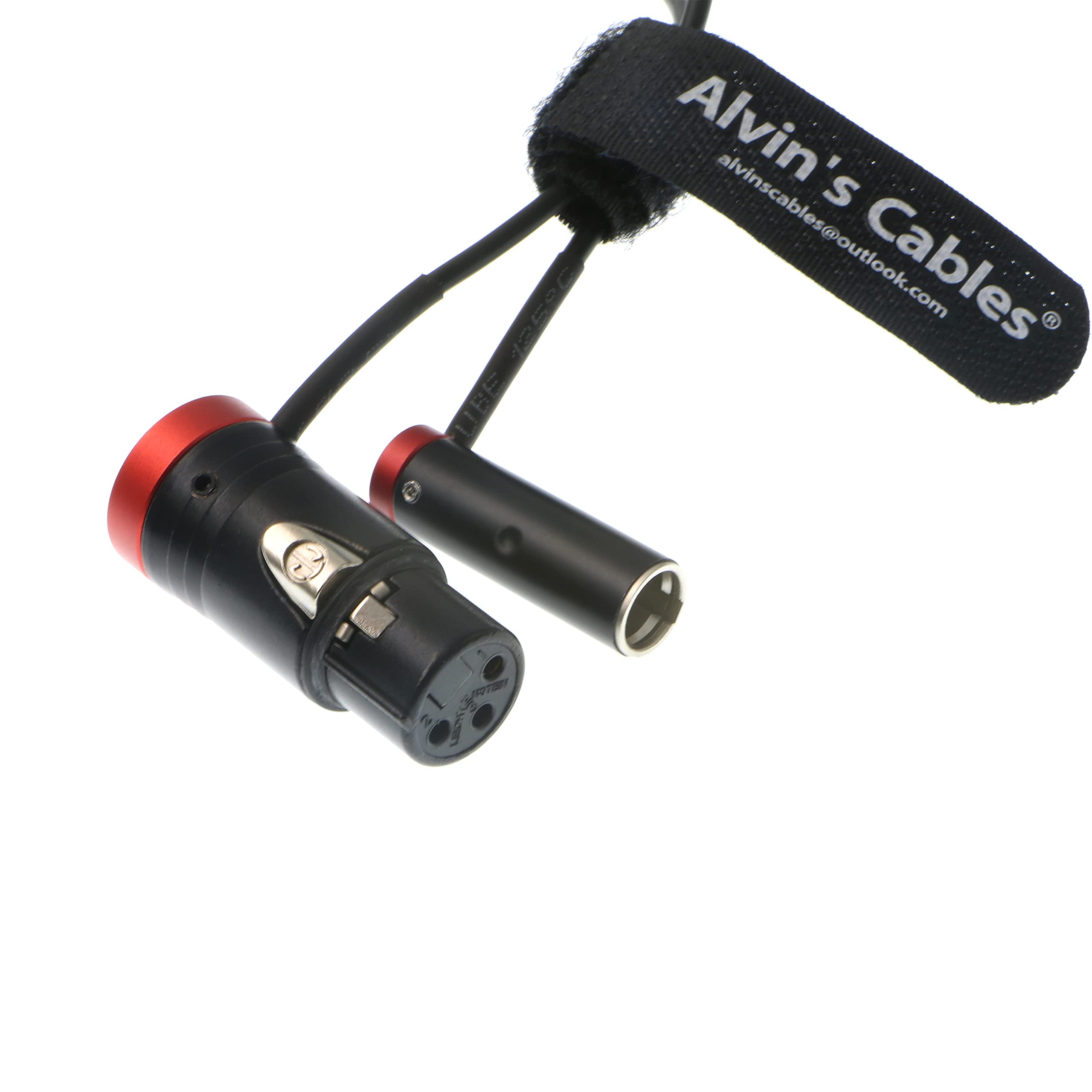 Alvin's Cables Low-Profile Câble Audio Mini-XLR Male à 3 Broches vers XLR Femelle Pleine Taille pour BMPCC 4K 6K Camera Video Assist Connecteur d'origine Rouge 36cm|14inch