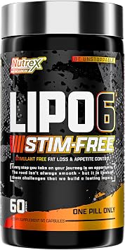 Nutrex Research Lipo6 Stimulant Free Weight Loss & Appetite Suppressant Diet Pills Thermogenic Belly Fat Burner, Combat Cravings, Boost Metabolism 60 Servings