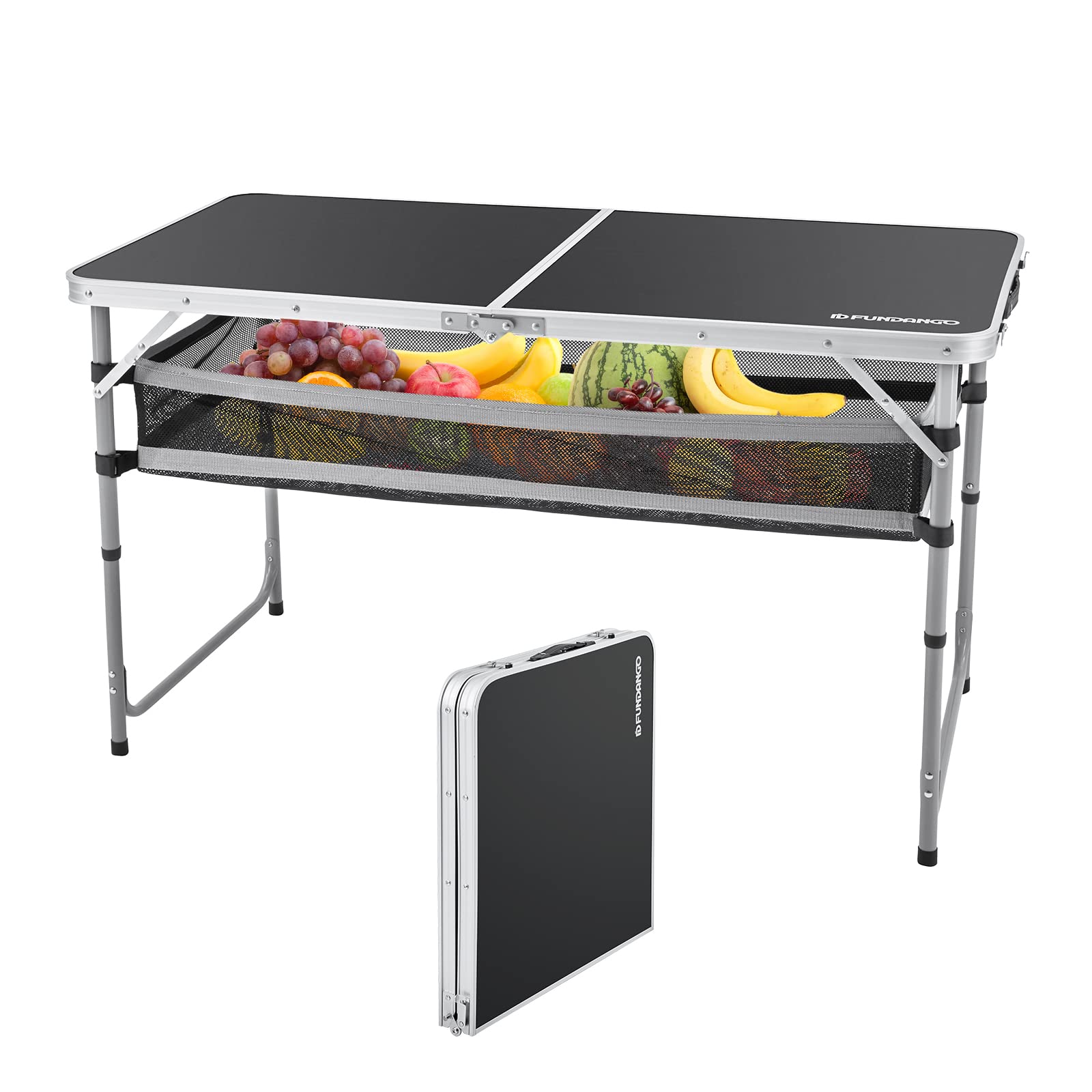 FUNDANGO Small Folding Table, Portable Lightweight Picnic Foldable Card Tables with Carry Handle for Outdoor Hiking BBQ Beach Backyard