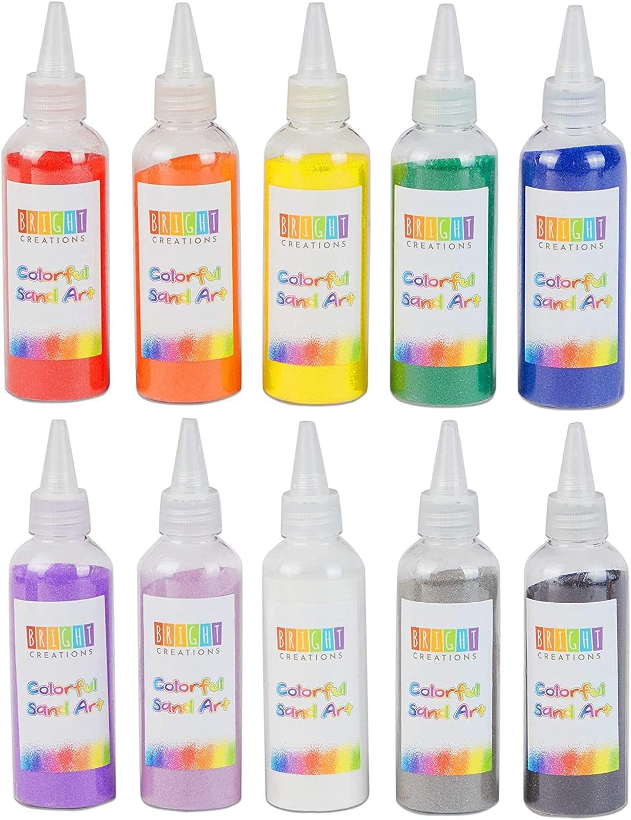 Bright Creations Colored Sand Bottles, Rainbow Colors (0.33 lb, 10 Pack)