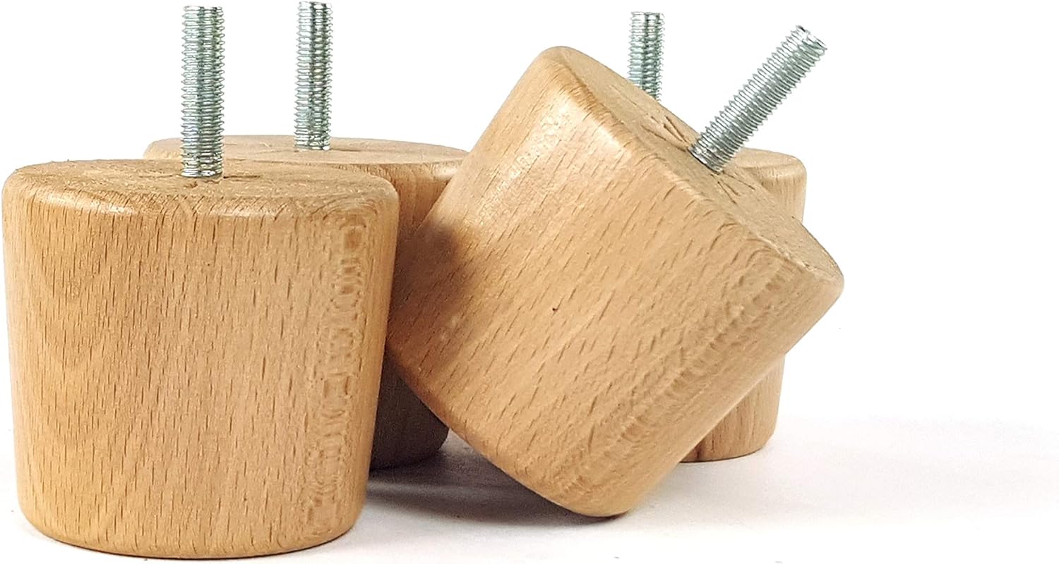 4 x WOODEN BUN FEET WOODEN REPLACEMENT FURNITURE LEGS FOR SOFAS CHAIRS