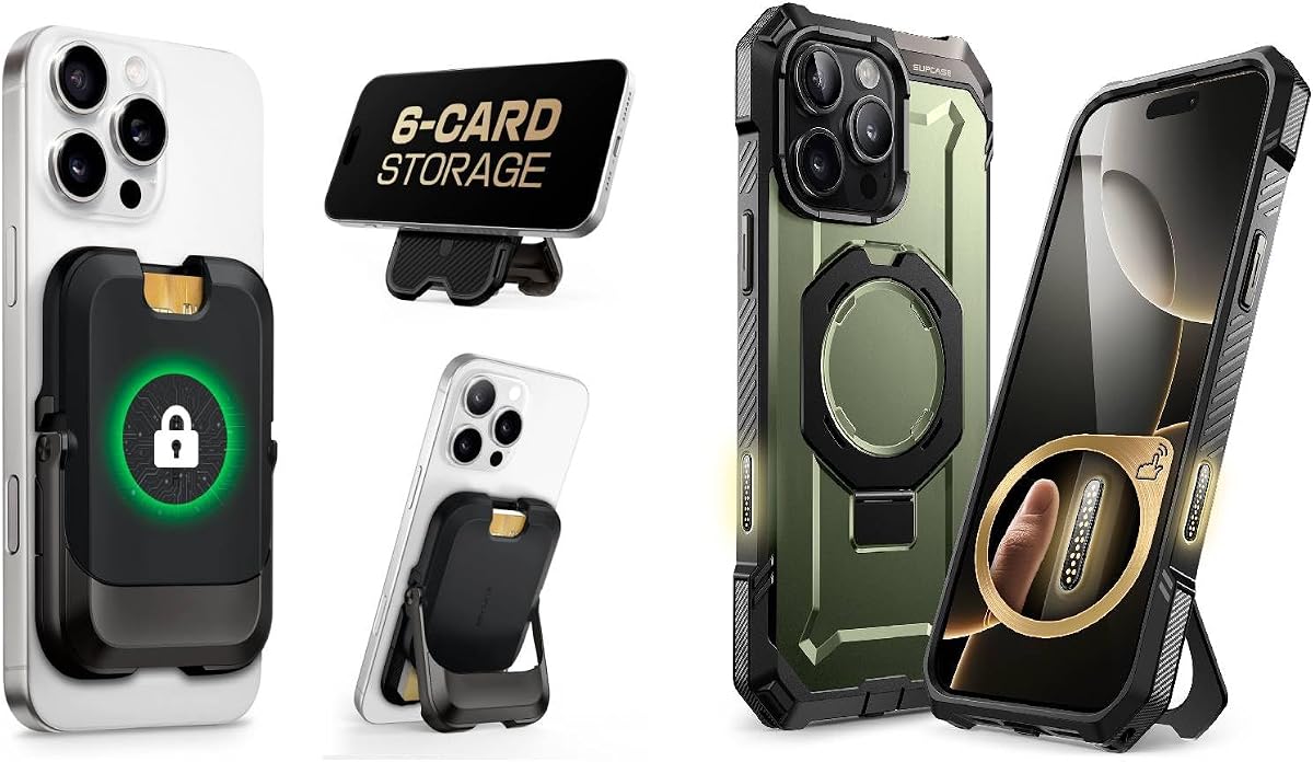 Paquete SUPCASE para iPhone 16 Pro Max Case Guldan (UBMag Grip) y billetera magnética