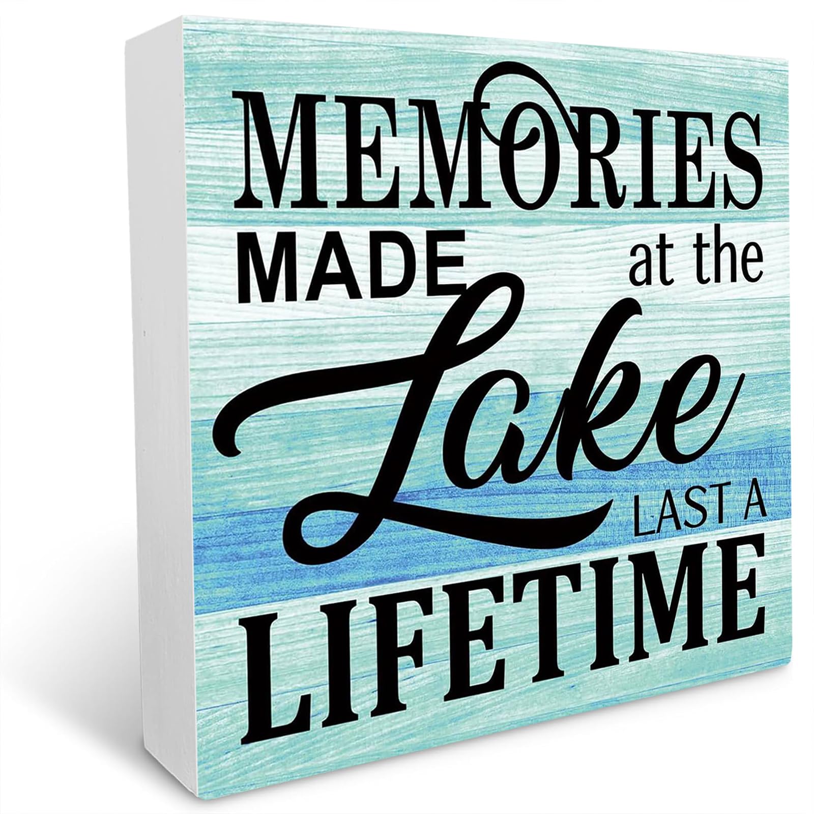 Lake Wood Sign, Memories Made at the Lake Last a Lifetime, Wood Box Sign Desk Decor, Lake House Shelf Decor, Lake Family Sign, Primitive Country Lake Sign, Lake Cabin Decor, Farmhouse 7x7 Inch