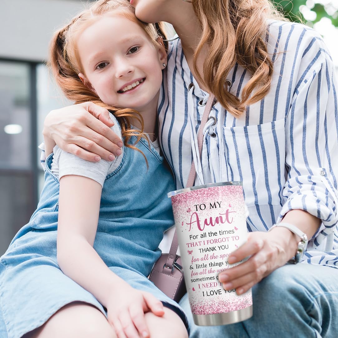 ZANIION Aunt Gifts from Niece Nephew Tumbler, Best Aunt Ever Gifts - Auntie Gift Ideas - Great Gift for Aunts, Christmas Mothers Day Birthday Present for Auntie Coffee Cup 20oz - Image 2