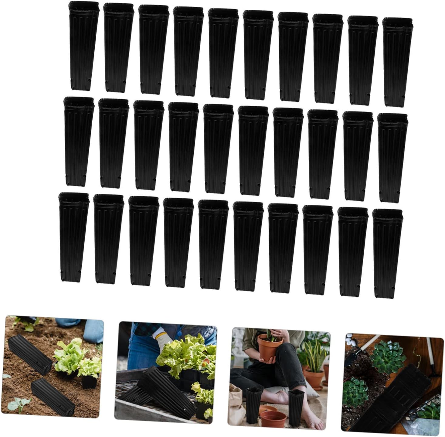 BESPORTBLE 50pcs Thickened Black Plastic Planting Pouches with Drainage Nursery Bags for Fruit Vegetable Flower Seedlings Water Retentive and Root Aeration Gardening Containers