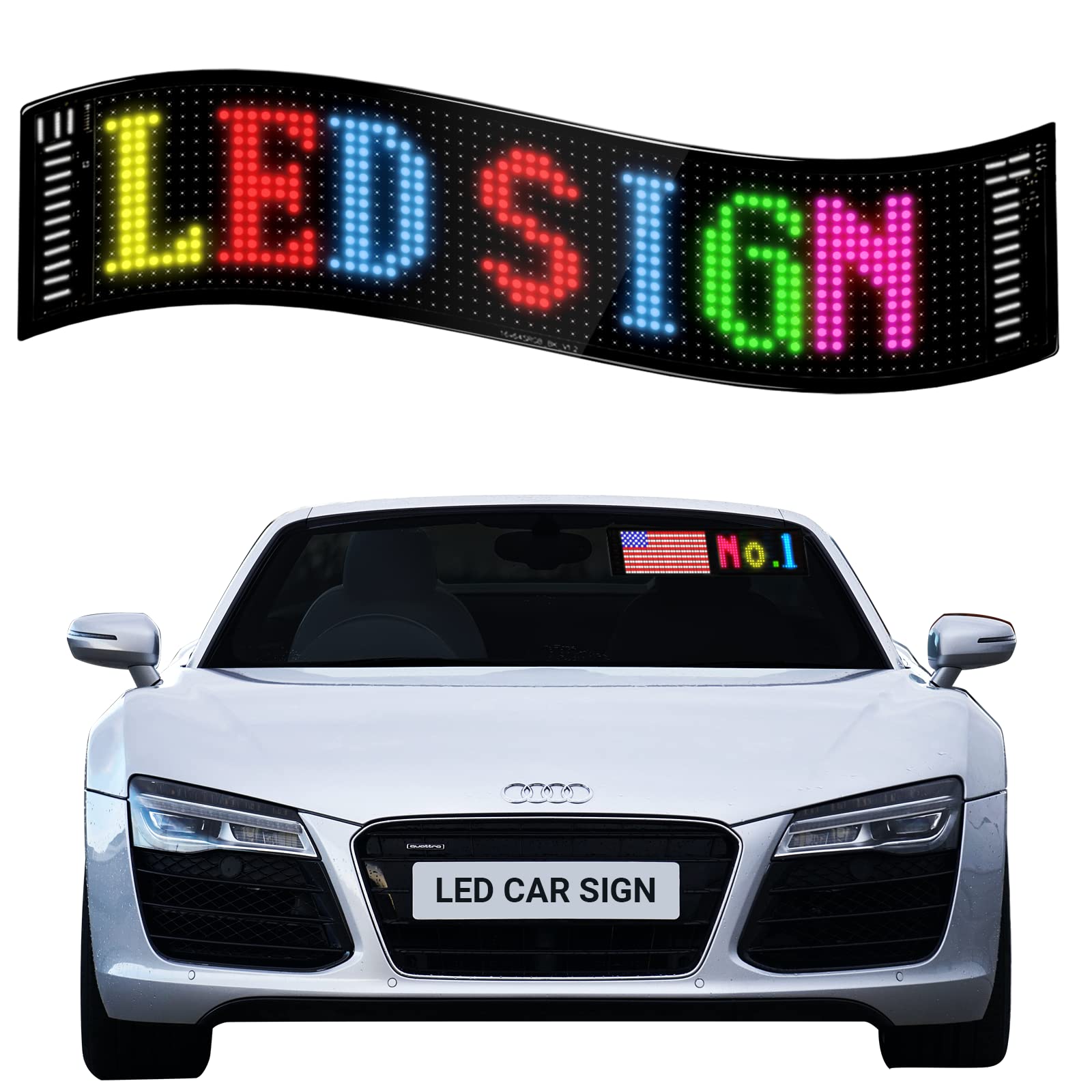 Buy LED Car Sign with Programmable Message Board Bendable Flexible Display Emoji Rear Window