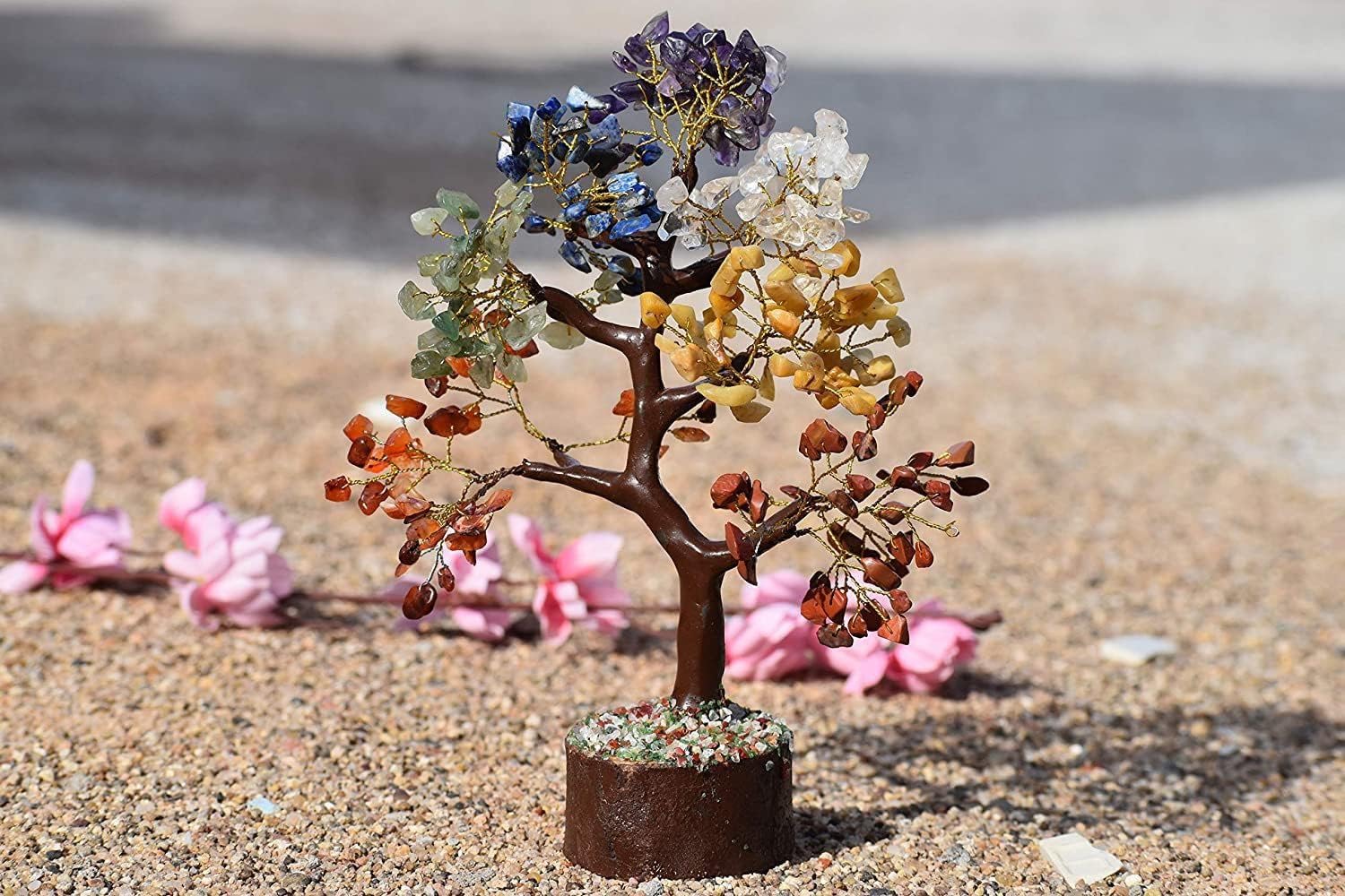 Sponsored Ad - Seven Chakra Crystal Tree - Natural Gemstone Reiki Healing Bonsai for Living Room, Bedroom, Office Décor - 7 Colorful Crystals, Positive Energy Money Tree Gift Showpiece (100 Beads)