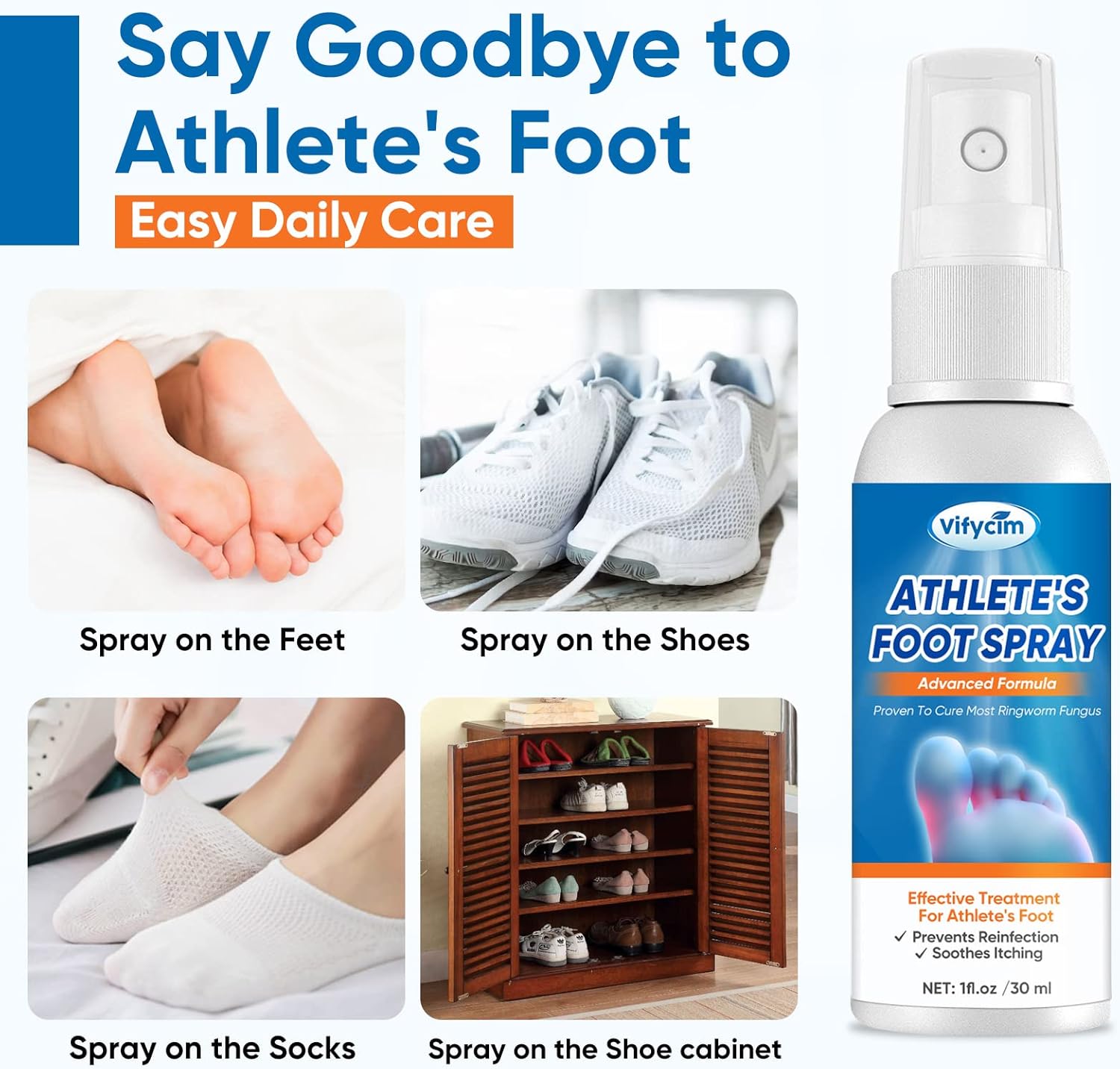 Aerosol de tratamiento de pies de atletas Antihongos para pies de