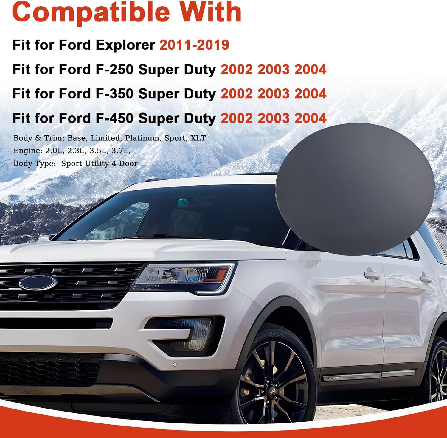 BB5Z-78405A26-APTM Fuel Filler Door Gas Tank Cap Cover Fit for Ford Explorer 2011-2019, for Ford Police Interceptor Utility 2013-2019, Replace BB5Z78405A26APTM (Primer)
