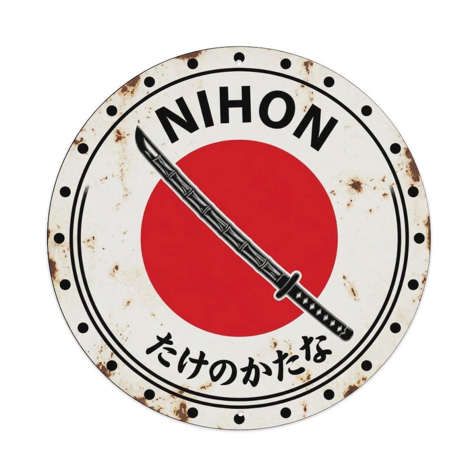 Bamboo Sword Nihon Blade Weapon Aged Metal Tin Sign