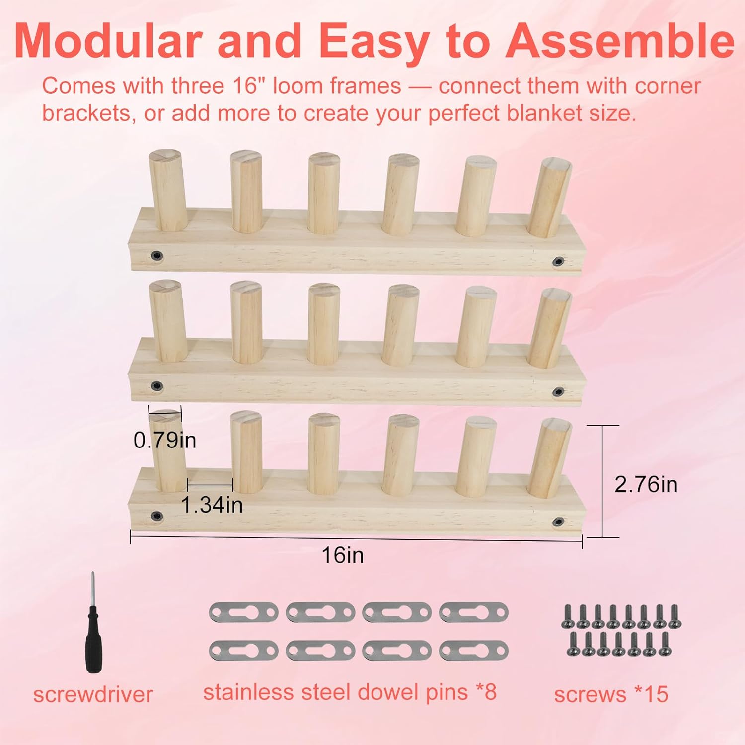 LWITDOG 48" Chunky Blanket Loom Kit, Adjustable Size Chunky Yarn Loom for Blankets, No-Needle Hand Knitting Looms Boards for DIY Craft Beginners