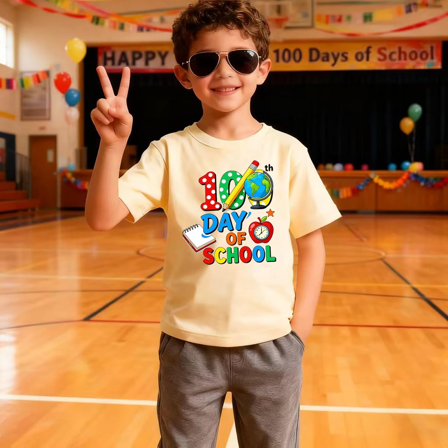 100 Days of School Shirt for Kids Boys Girls Funny 100th Day of School Toddler Graphic Short Sleeve T-Shirt 3-7T