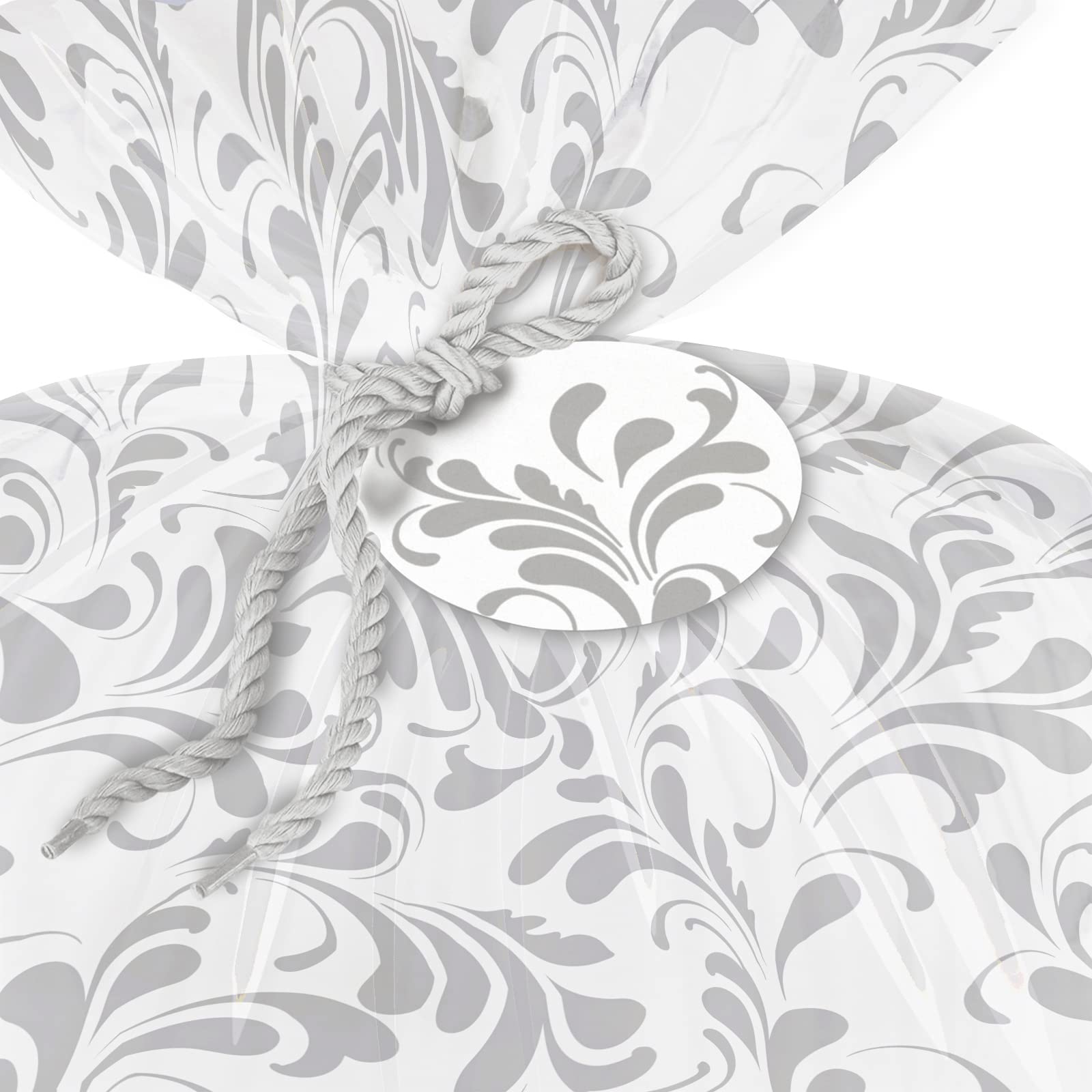 WRAPAHOLIC 56" Large Plastic Gift Bag - Silver Floral Jumbo Bike Bag Gift Wrap for Birthdays, Mother's Day, Wedding, Baby Shower, Parties, or Any Occasion - 56" H x 36" W