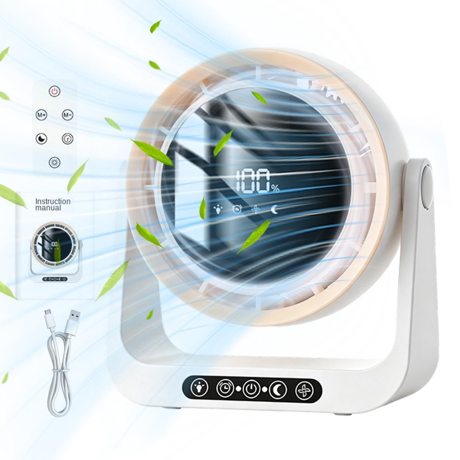 Ventilatore Da Scrivania Dispositivo Soffiante Silenzioso Portatile Da | Ventilatore Portatile Con Display Digitale per Casa, Studio, Dormitorio, Ufficio, Palestra, Auto, Campeggio, Esterni