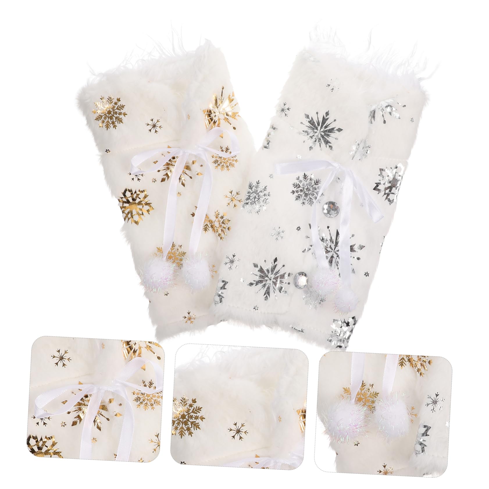 TOPBATHY Lot De 4 Housses De Bouteille De Vin De Noël Motif Flocon De Neige Réutilisables Décoratives 2 Pièces X 4